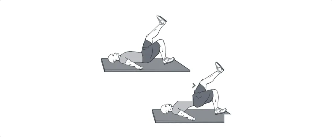 Ilustración: Puente de glúteo desde el suelo a una pierna